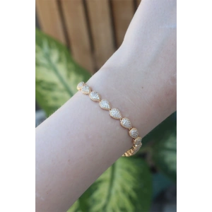 Erb Vip Seri Pirinç Zirkon Taşlı Gold Renk Damla Model Bileklik