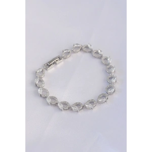 Erb Vip Seri Pirinç Zirkon Taşlı Gümüş Renk Arpa Model Bileklik