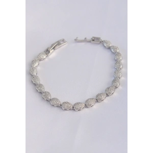 Erb Vip Seri Pirinç Zirkon Taşlı Gümüş Renk Damla Model Bileklik