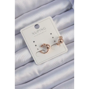 Erb Xuping Rose Renk Zirkon Taşlı Bombeli Topçuk Earcuff Küpe