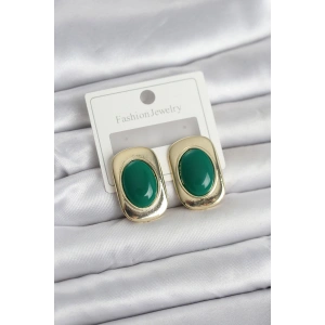 Erb Yeşil Renk Kare Model Vintage Kadın Küpe