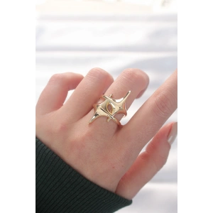 Erb Yıldız Model Gold Renk Ayarlanabilir Yüzük