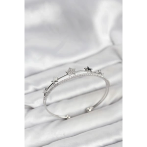 Erb Yıldız Model Gümüş Renk Pirinç Kadın Bileklik