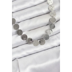 Erb Yuvarlak Plaka Model Gümüş Renk Kadın Kolye