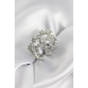 Erb Zirkon Taşlı 2'li Model Gümüş Renk Kadın Yüzük