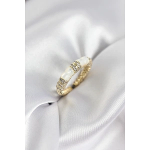 Erb Zirkon Taşlı Kemik Model Gold Renk Kadın Yüzük