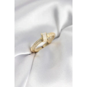 Erb Zirkon Taşlı Sedefli Gold Renk Kadın Yüzük