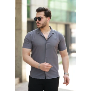 Erkek Apaj Yaka Kısa Kollu Gömlek