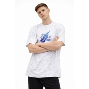Erkek Asit Yıkamalı Oversize Tişört Future Worlds Baskılı Bisiklet Yaka Kısa Kollu Streetwear %100 Pamuk Street Style T-Shirt - Beyaz