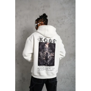 Erkek Baskılı Kapüşonlu Sweat - Beyaz