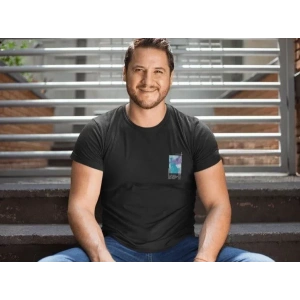 Erkek Bisiklet Yaka Baskılı Oversize T-Shirt - Siyah