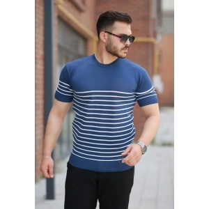 Erkek çizgi Desenli Bisiklet Yaka Kısa Kollu T-sihrt