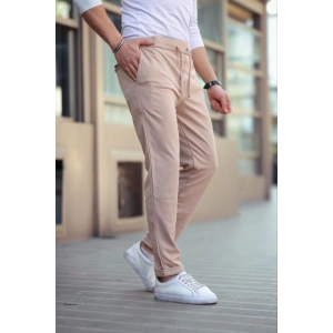 Erkek Diagonel Mikro Dokulu Cepli Beli Lastilki Pantolon - Gri