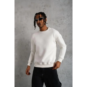 Erkek Düz Bisiklet Yaka Sweat - Beyaz