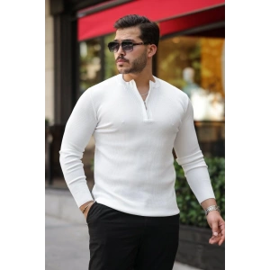 Erkek Fermuarlı Bisiklet Yaka Dokulu Uzun Kollu Triko