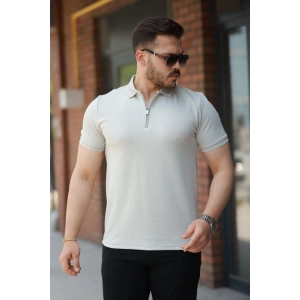 Erkek Fermuarlı Yaka Kısa Kollu Tişört