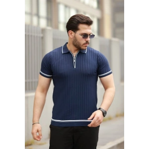 Erkek Fermuarlı Yakalı Kısa Kollu T-shirt