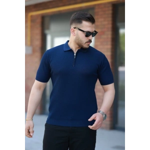 Erkek Fermuarlı Yakalı Kısa Kollu Tshirt