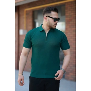 Erkek Fermuarlı Yakalı Kısa Kollu Tshirt