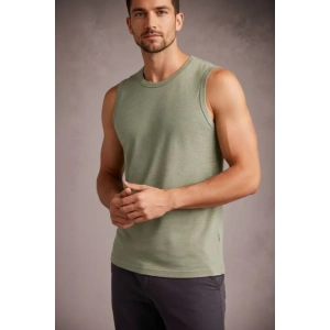 Erkek Flamlı Kumaş Sıfır Kolsuz Atlet Basic Spor Üst, Günlük Ve Fitness Kullanımına Uygun - Mint Yeşili