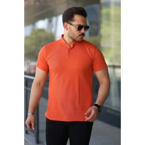 Erkek Hakim Yaka Dokuma Pamuklu Kumaş Kısa Kollu Tişört