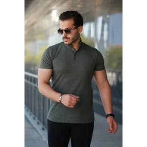 Erkek Hakim Yaka Dokuma Pamuklu Kumaş Kısa Kollu Tişört