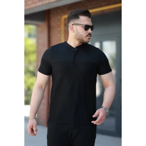 Erkek Hakim Yakalı Kısa Kollu Pamuklu T-shirt