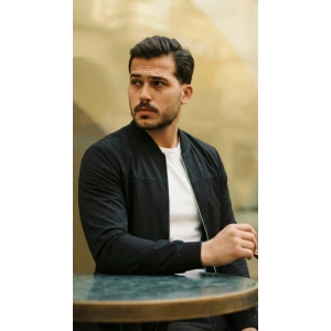 Erkek İçi Astarlı Su Geçirmez Bomber Mevsimlik Ceket - Siyah