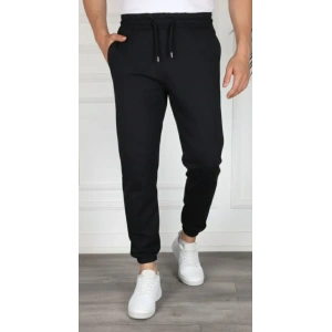 Erkek Jogger Eşofman Altı Rahat Kalıp, Cepli, Lastikli Paça, Günlük Spor Pantolon - Siyah