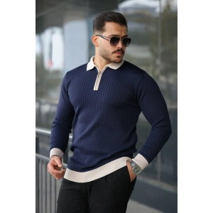 Erkek Kol Ve Yaka Detaylı Uzun Kollu Triko