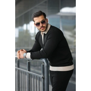 Erkek Kol Ve Yaka Detaylı Uzun Kollu Triko