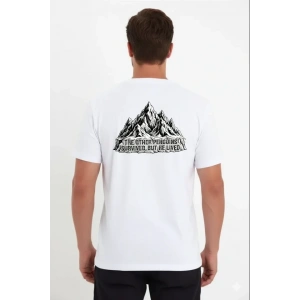 Erkek Nihilist Penguen Temalı Oversize Bisiklet Yaka Tişört - Beyaz