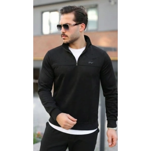 Erkek Süet Yarım Fermuar Dik Yaka Sweat