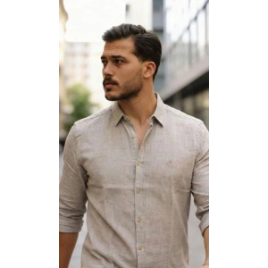 Erkek Uzun Kollu Keten Gömlek