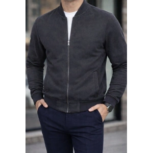 Erkek Uzun Kollu önden Fermuarlı Süet Ceket
