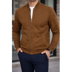 Erkek Uzun Kollu önden Fermuarlı Süet Ceket