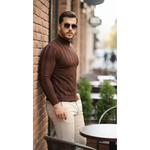 Erkek Yarım Balıkçı Yaka Kabartma Desenli Triko