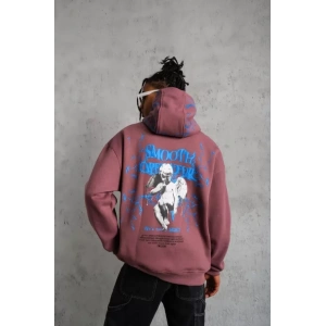 Erkek Yıldırım Baskılı Kapşonlu Sweat - Gül Kurusu