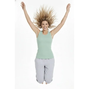 Fitilli Atlet Sıfır Yaka Slim Fit Arka Baskılı Spor Atlet - Mint Yeşili