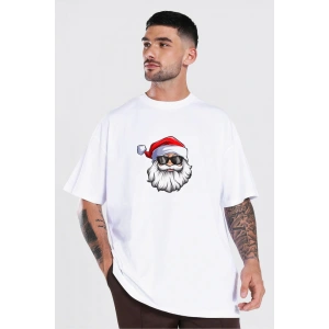 Gözlüklü Noel Baba T-shirt - Beyaz