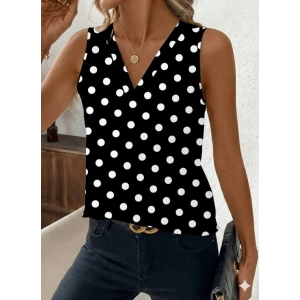 Kadın Askılı V Yakalı Puantiyeli Süprem Bluz