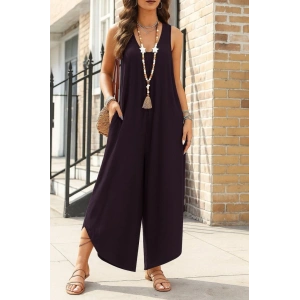 Kadın Askılı Yuvarlak Yaka Cepli Salaş Uzun Viskon Tulum