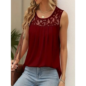 Kadın Askılı Yuvarlak Yaka Dantel Detaylı Viskon Bluz