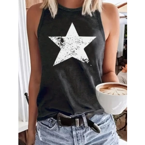 Kadın Askılı Yuvarlak Yaka Yıldız Desenli Süprem Bluz