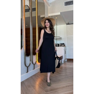 Kadın Askılı Yuvarlak Yakalı Viskon Elbise