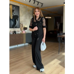 Kadın Fileli Kapüşonlu Modal Ceket