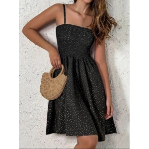 Kadın Ip Askılı Gipeli Desenli Kısa Süprem Elbise