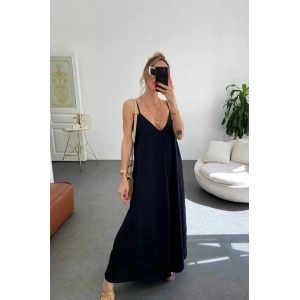 Kadın Ip Askılı V Yakalı Uzun Aerobin Elbise