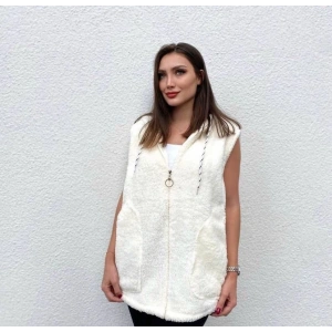 Kadın Kapüşon Ve Fermuar Detay Welsoft Kolsuz Yelek