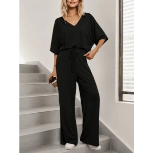 Kadın Kısa Kollu V Yakalı Viskon Bluz Ve Pantolon Ikili Takım